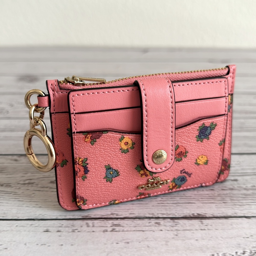 Coach Pink Floral Key & Card Holder